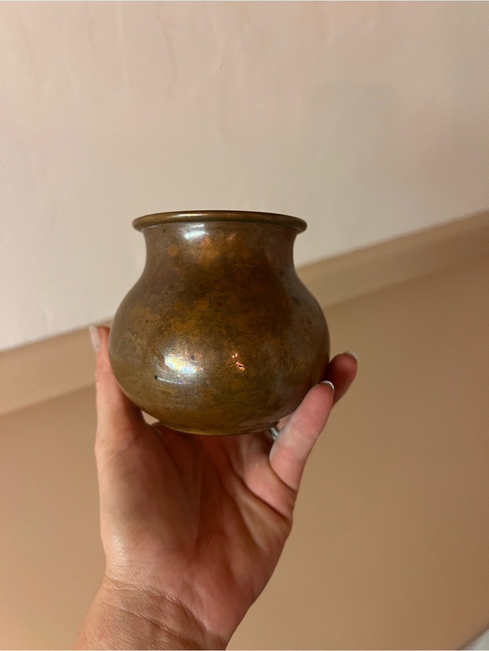 Small copper Bulbous Vase - Antique Patina